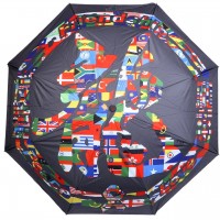 Jackie Chan Design Black Folding Umbrella with Dragon word in country flags